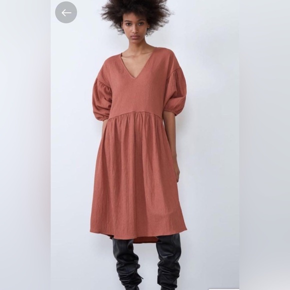 NWT Zara Textured Weave Dress Dusty Rose Size S - Picture 2 of 10